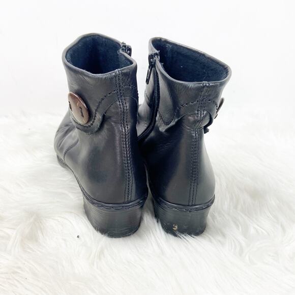 Rieker 41 EU 9 US Womens Black Leather Square Toe Ankle Booties - Picture 3 of 10